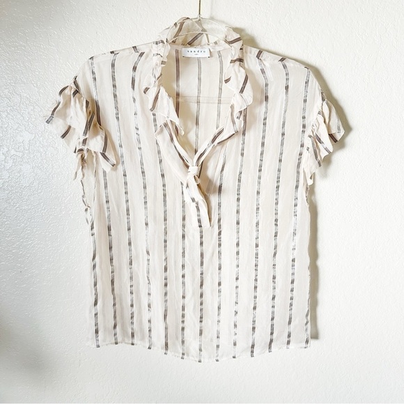 SANDRO Striped Mock Neck Blouse size small - Picture 9 of 10